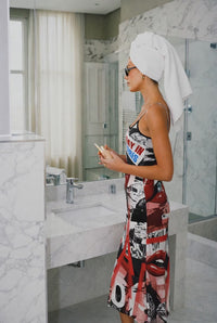 All-Over Print Women's Sheer Mesh Backless Spaghetti Strap Maxi Dress